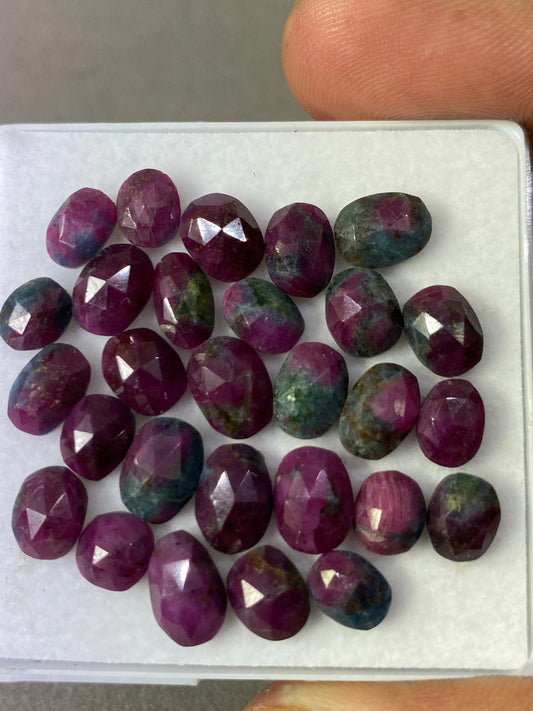 Vivacious rare natural ruby fuschite rosecut oval lot  pcs 27 wt 50 cts size 6.5mm-9x6.8mm unheated untreated ruby rosecut