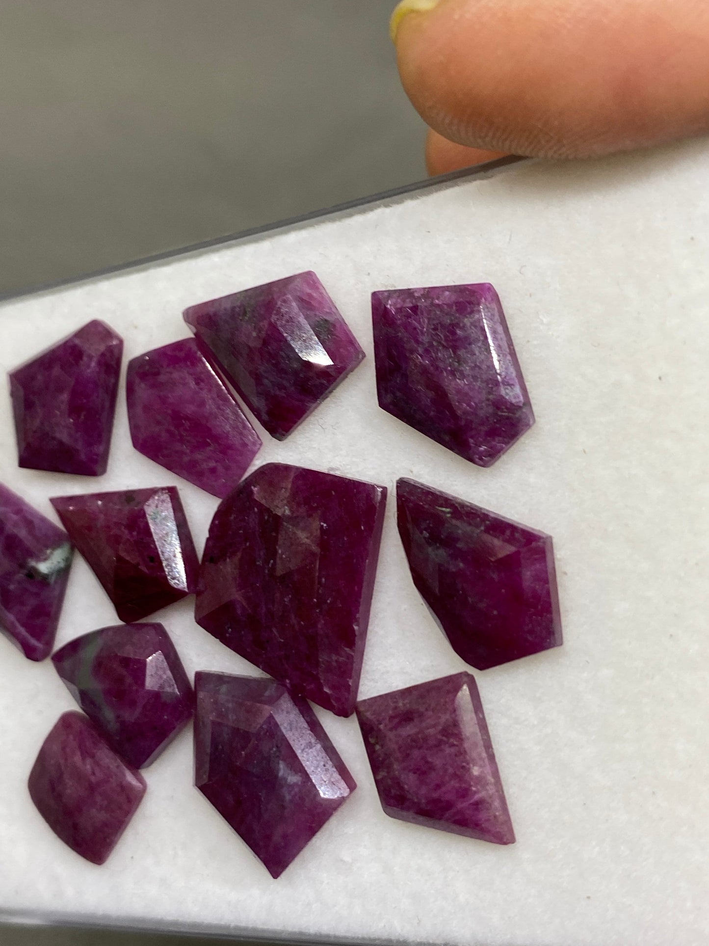 Cute rare natural unheated untreated pink sapphire flats  geometric pcs 12 wt 70 cts size 10mm-21x20mm ruby flat cut longido mines