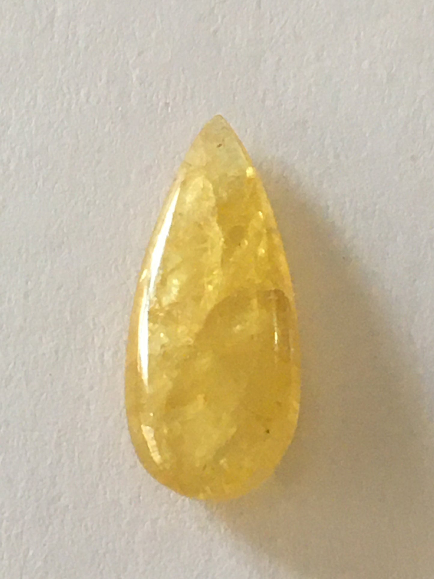 Beautiful very rare natural lemon yellow sapphire pear cabochon  wt 7.60 cts size 20x8.4mm Nigerian yellow sapphire  rare natural unheated