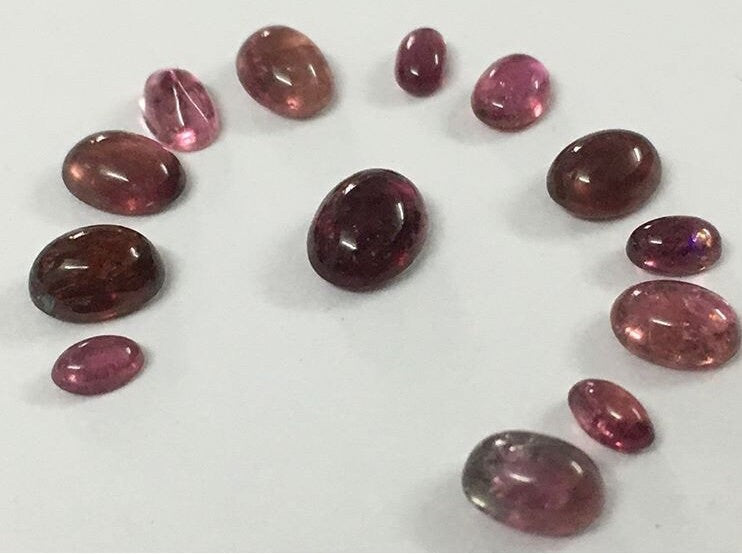 Tourmaline pink cabochons wholesale lot 9.95 carats size 4.7x3mm to 8.2x6.2mm tourmaline pink cabochon