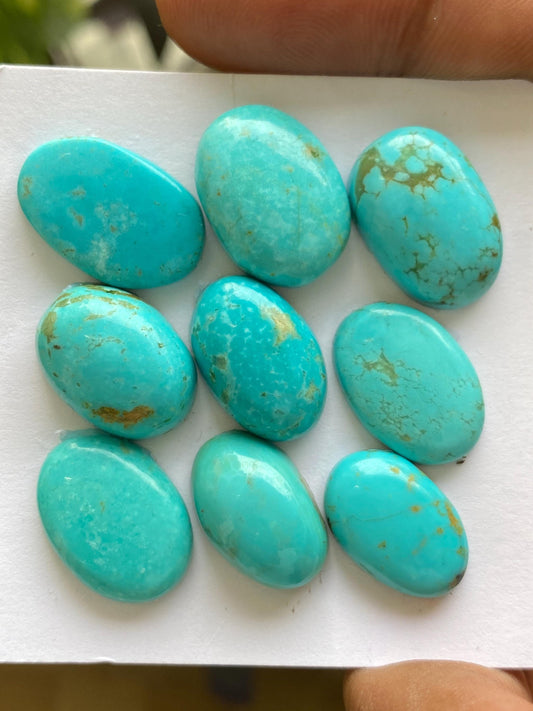 Stunning rare Arizona  mines Turquoise cabochons natural smooth polished ovals pcs 9 wt 84 carats 16.6x11mm-21x14mm turquoise cabochons