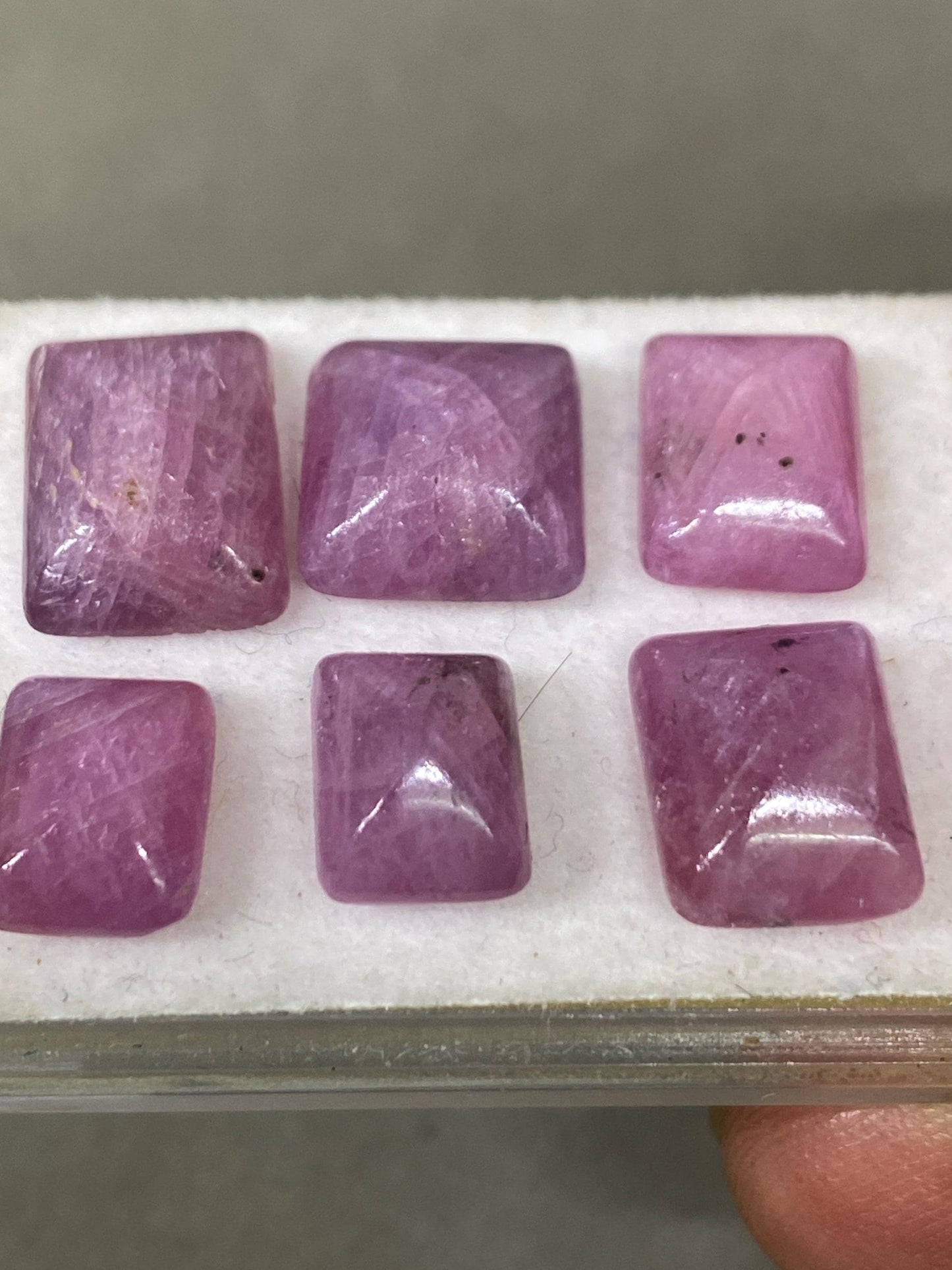 Stunning very rare  pink sapphire ruby sugar loaf cabochons  weight 31.85 cts pcs 6 size  8.9x7-12x9.2mm ruby sugar loaf cabochons