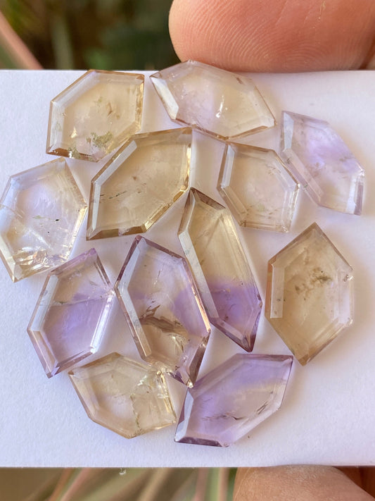 Amazing ametrine hexagon mirror cut big size aaa quality wt 57 cts pcs 12 size 14x9-23x7mm Amethyst citrine mirror cut hexagon