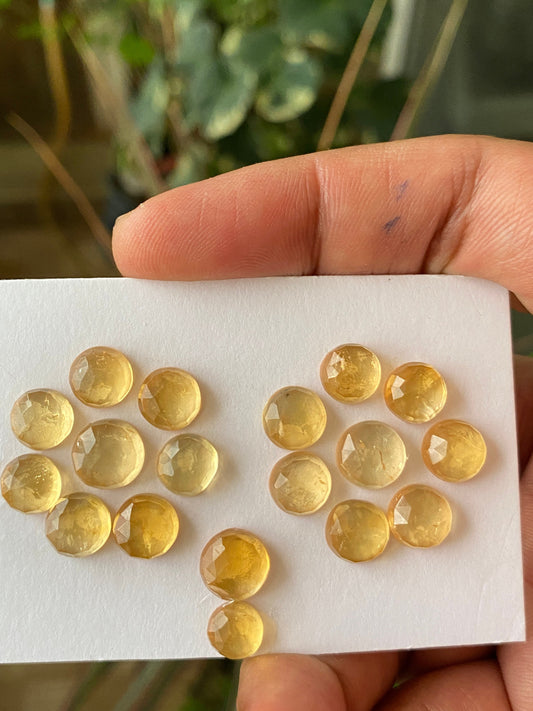 Stunning rare Citrine rosecut round shape wholesale lot pcs 16 wt 35 carats size 7mm-9.mm natural citrine round rosecut flatback gems