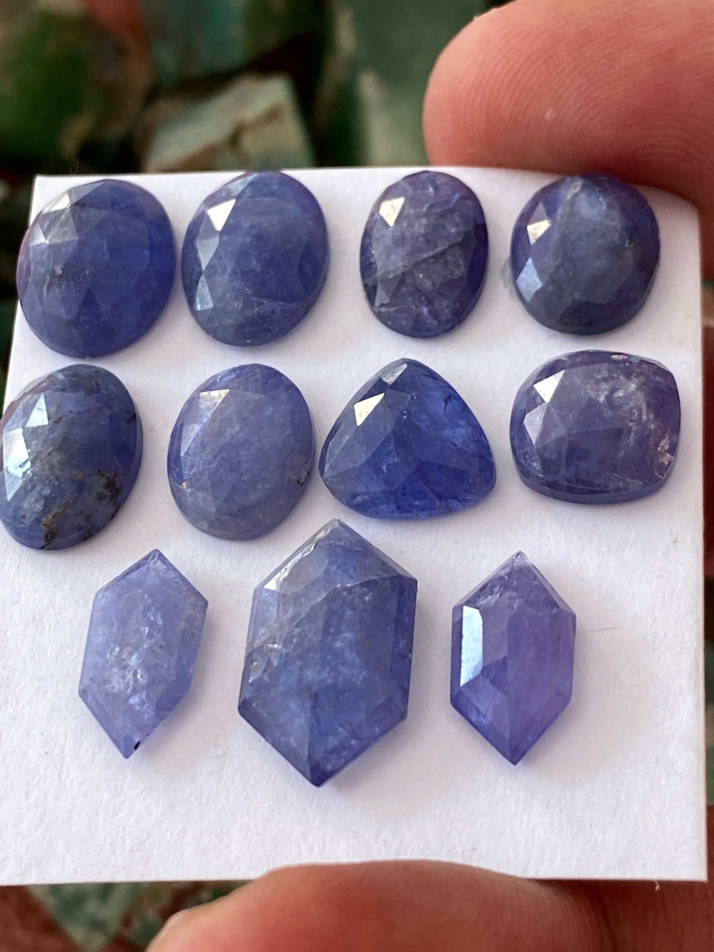 Wow Rare set tanzanite rosecut flats hexagon tanzanite weight 40 carats size 11x9mm-16x10mm pcs 11 rosecut tanzanites flatback gems