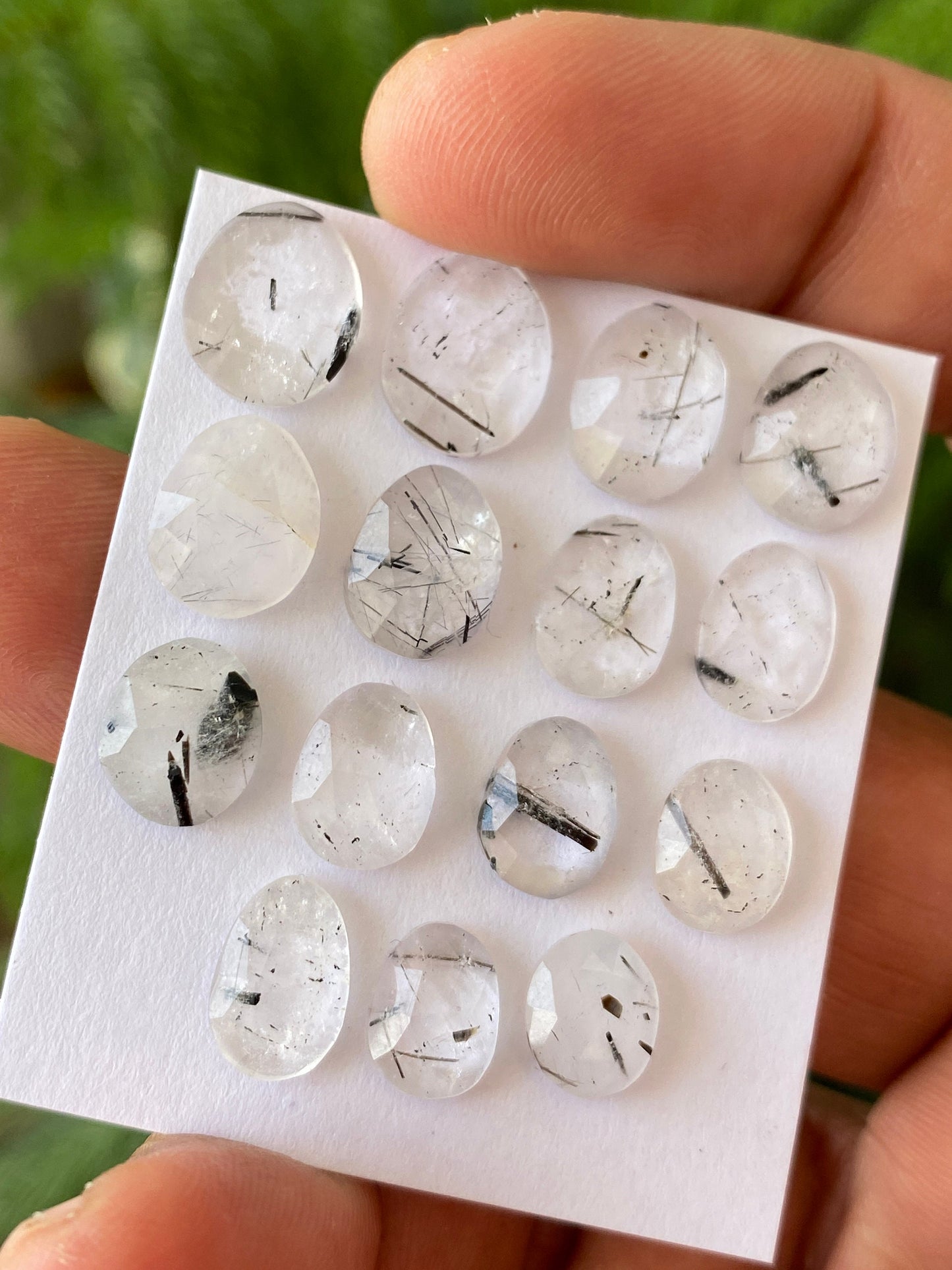 Amazing Tourmalinated  quartz rosecut Zambian mines rosecut gems size 9x7mm-11x10mm Pcs 15 wt 32 cts quartz rosecut gems