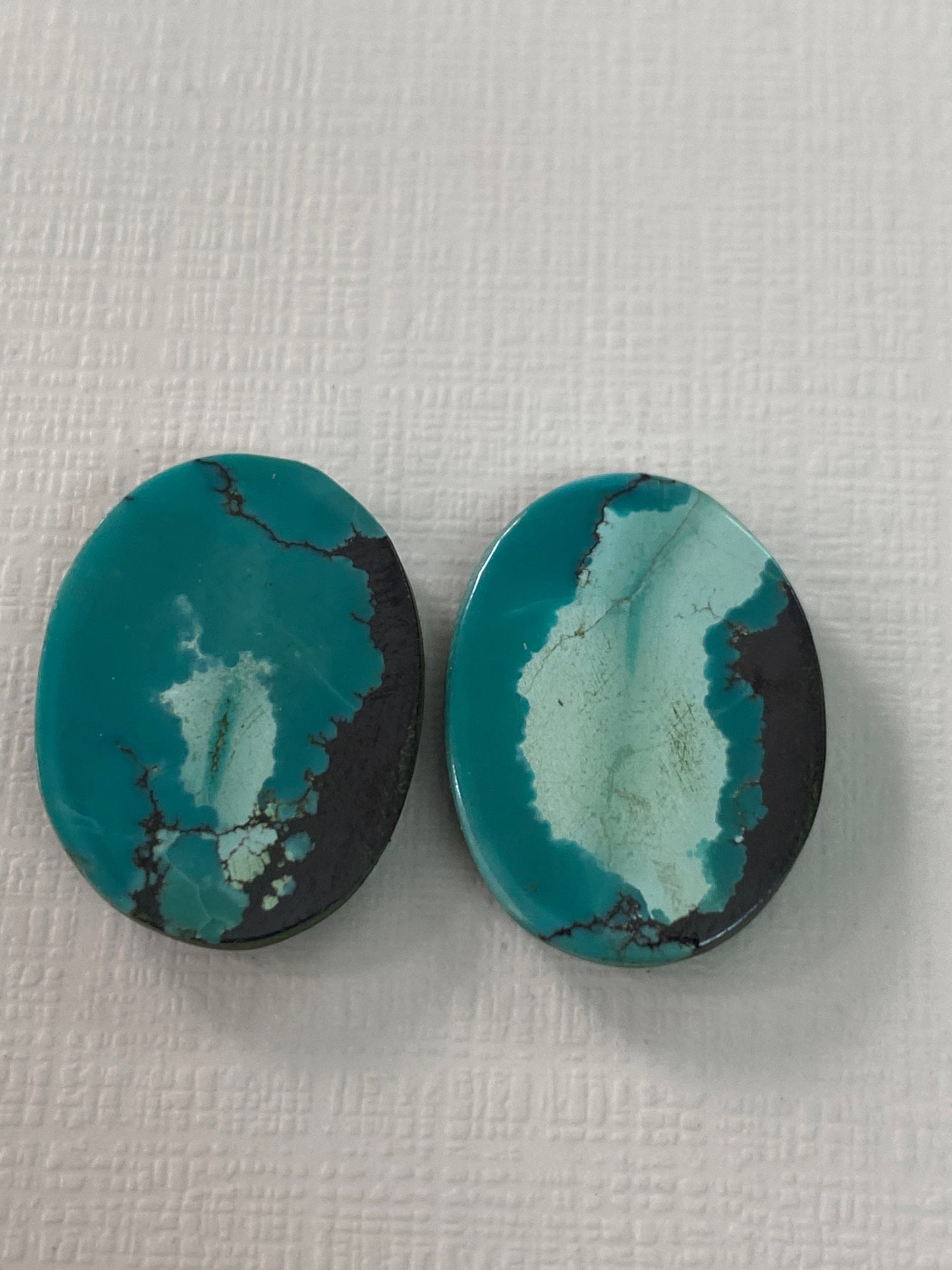 Rare Turquoise pair big natural hubei mines rare pattern  smooth turquoise pcs 2 wt  carats big size turquoise earrings supply