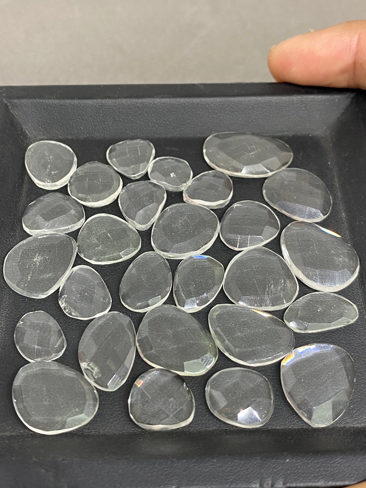 Wow awesome size super fine quality crystal rosecuts weight 128 carats pcs 27 size 15x10mm-24x14mm crystal rosecut wholesale lot