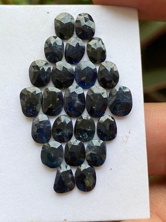 Fascinating dark blue sapphire rosecut fancy oval shape weight 22.50 carats size 7.3x5.7mm-8.4x6mm rosecut blue sapphire