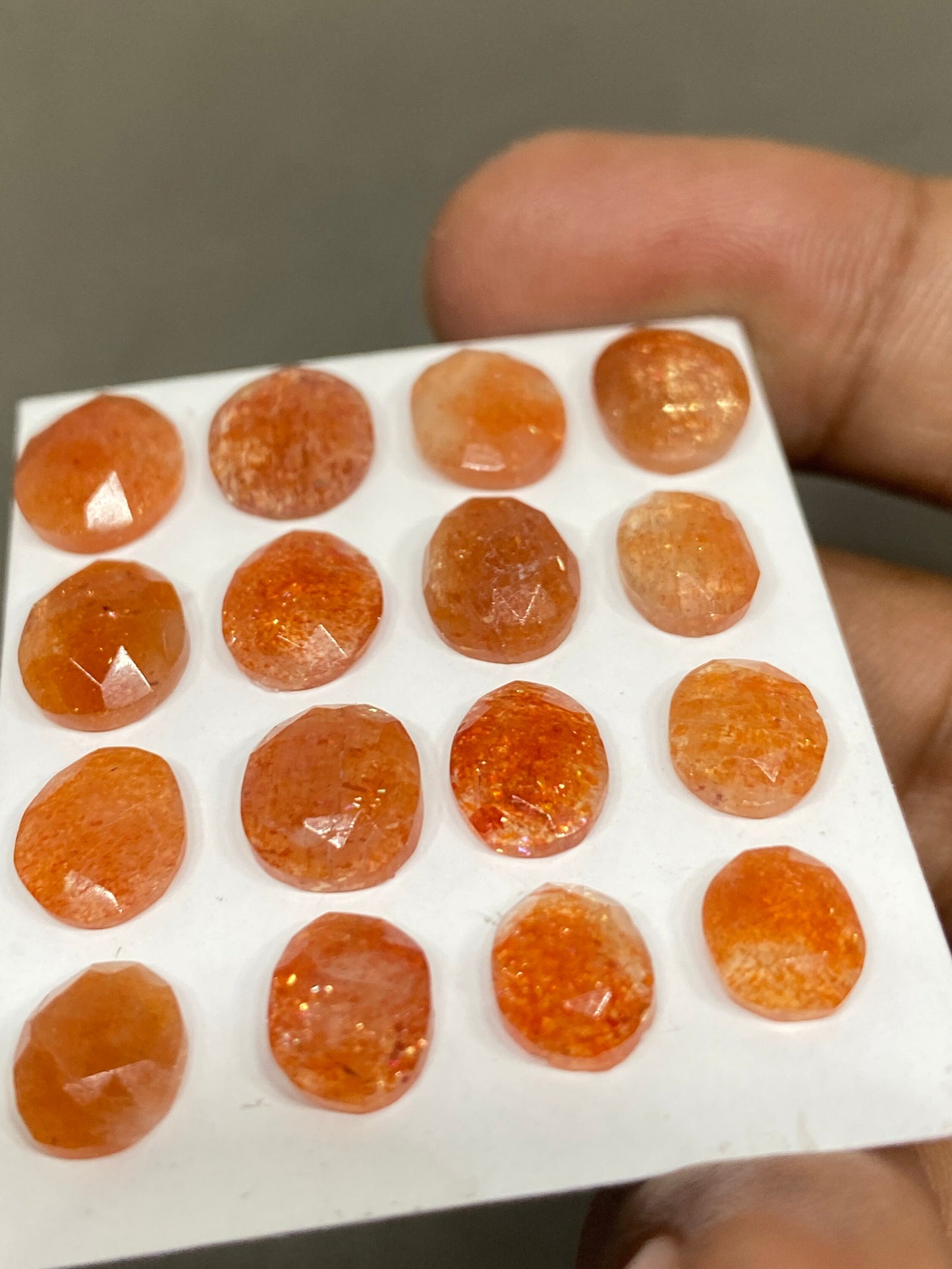 Cute rare sunstone rosecuts flats wt 30 carats pcs 16 size 8x6mm-11x8mm sunstone rosecut oval flatback gems