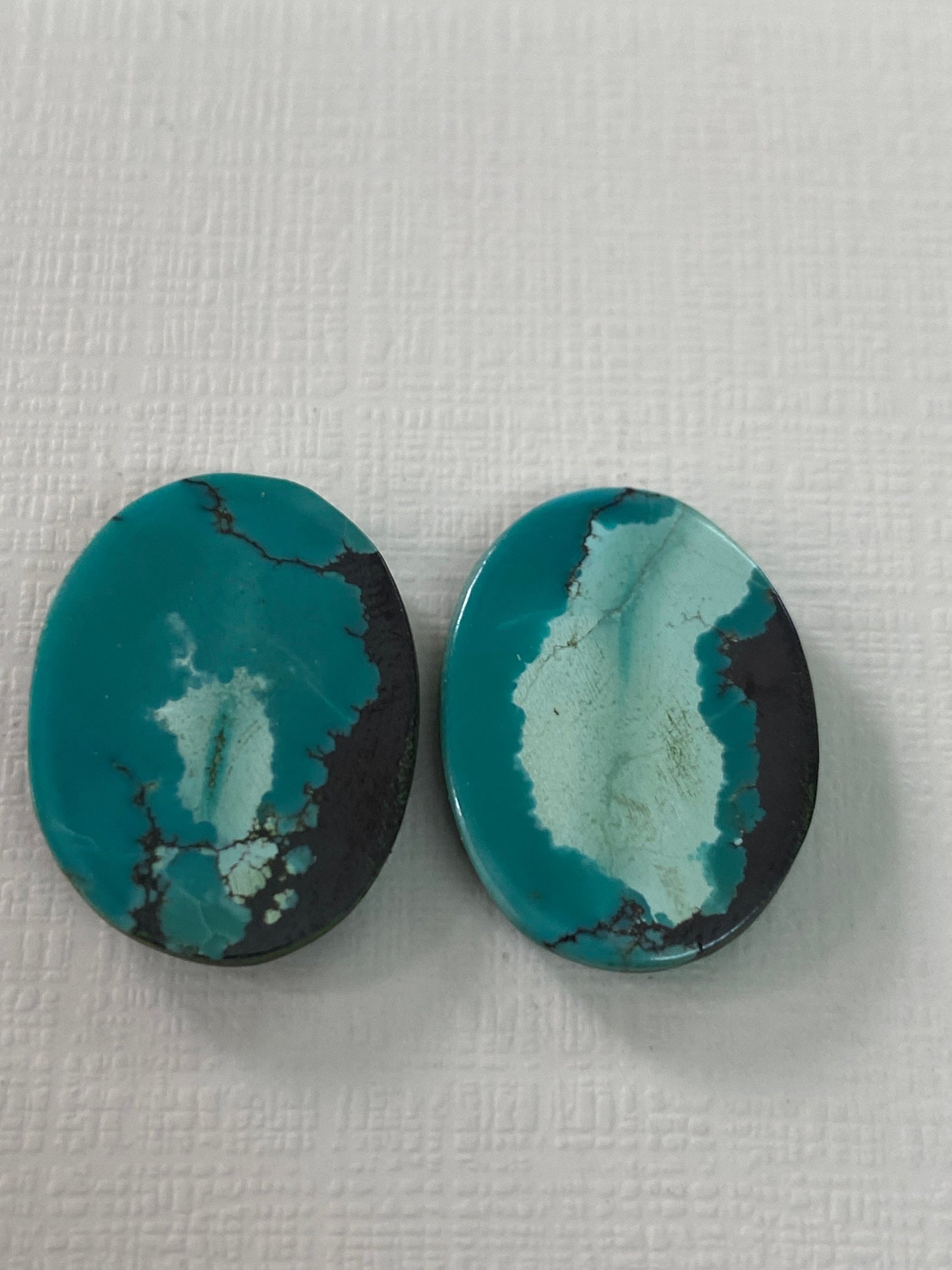 Rare Turquoise pair big natural hubei mines rare pattern  smooth turquoise pcs 2 wt  carats big size turquoise earrings supply