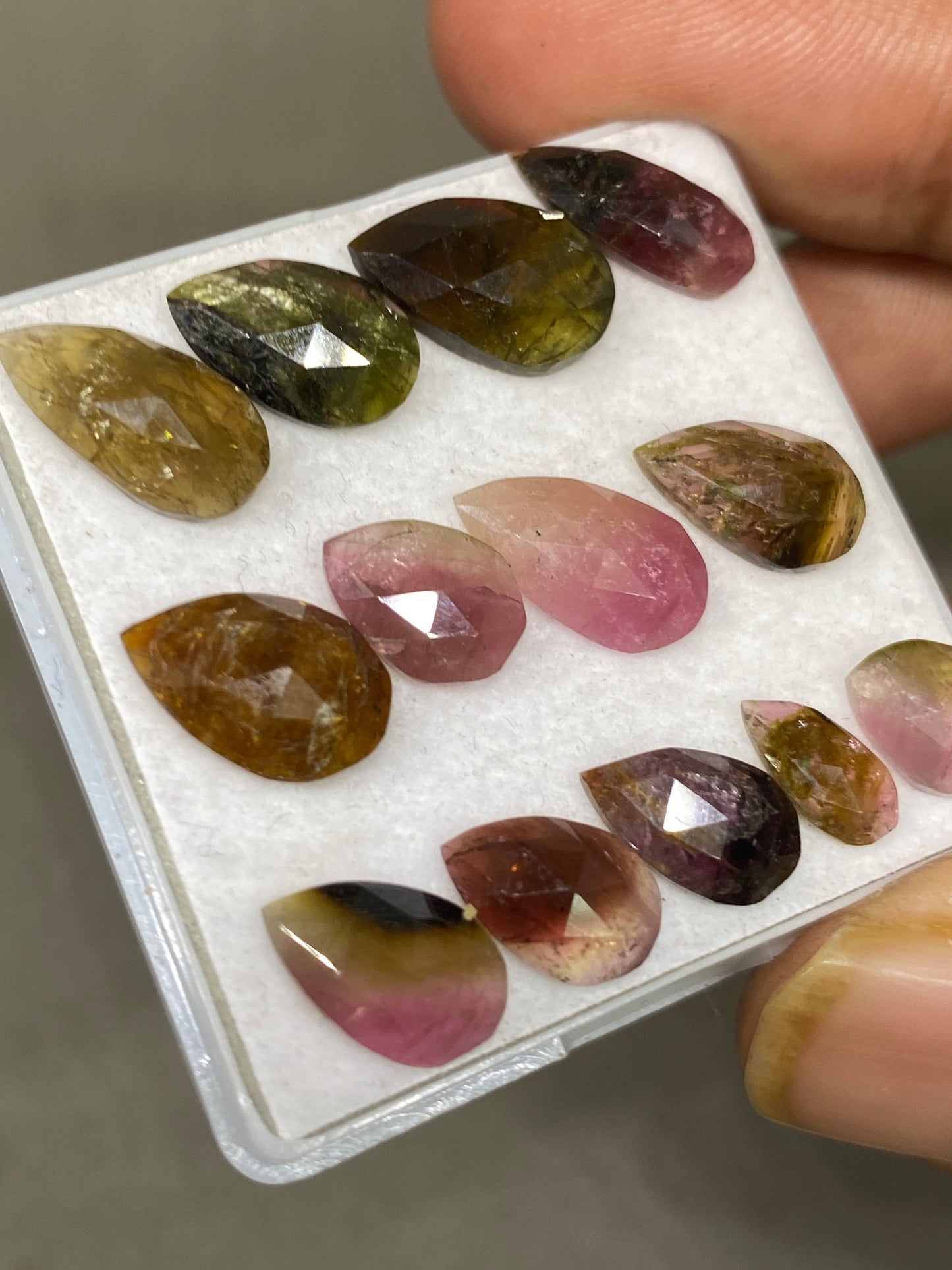 Stunning Watermelon multi tourmaline rosecut lot amazing quality pears wt 25.10 cts size 9x4.5mm-13.5x7mm pcs 13 natural tourmaline rosecut