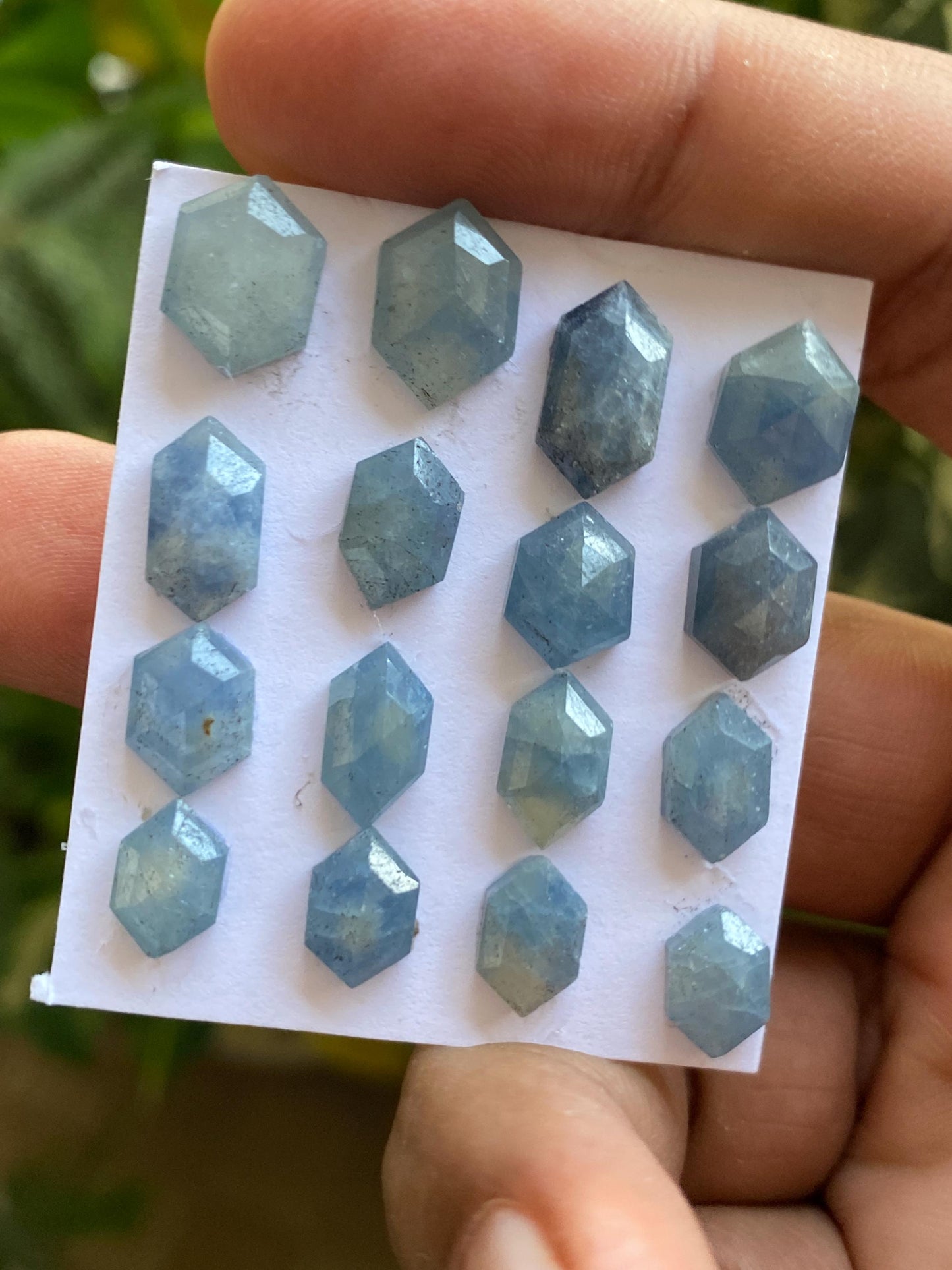 Fascinating  Rare sky blue sapphire hexagon step cuts  wt 50.60 cts pcs 16 size 9.2x6.2mm-13x7mm blue sapphire stepcut hexagon flatback