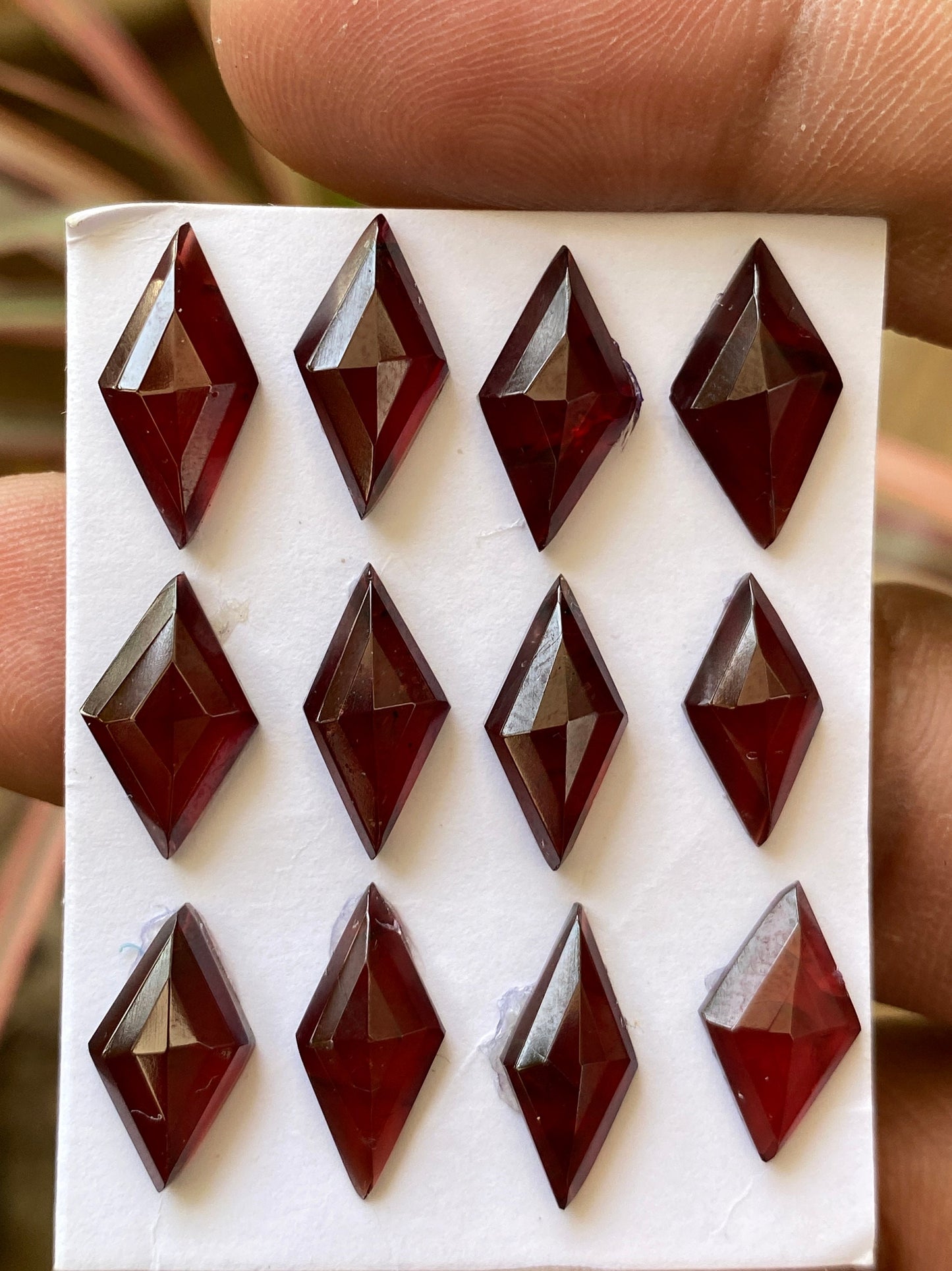 Dazzling Red garnet diamond shape step cut aaa quality wt 35 cts pcs 12 size 13.5x8mm-16x7.5mm red  garnet stepcut diamond