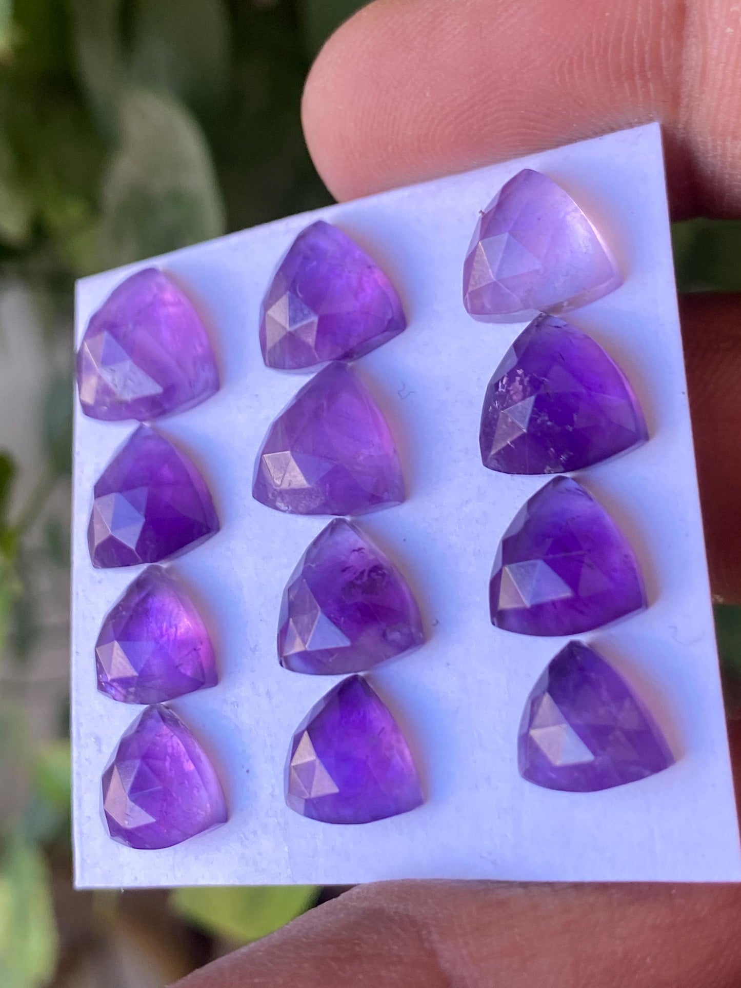 Awesome amethyst trillion rosecut amazing trillion rings jewelry supply size 8mm-11mm wt 32 carats Pcs 12  amethyst trillion cutstones