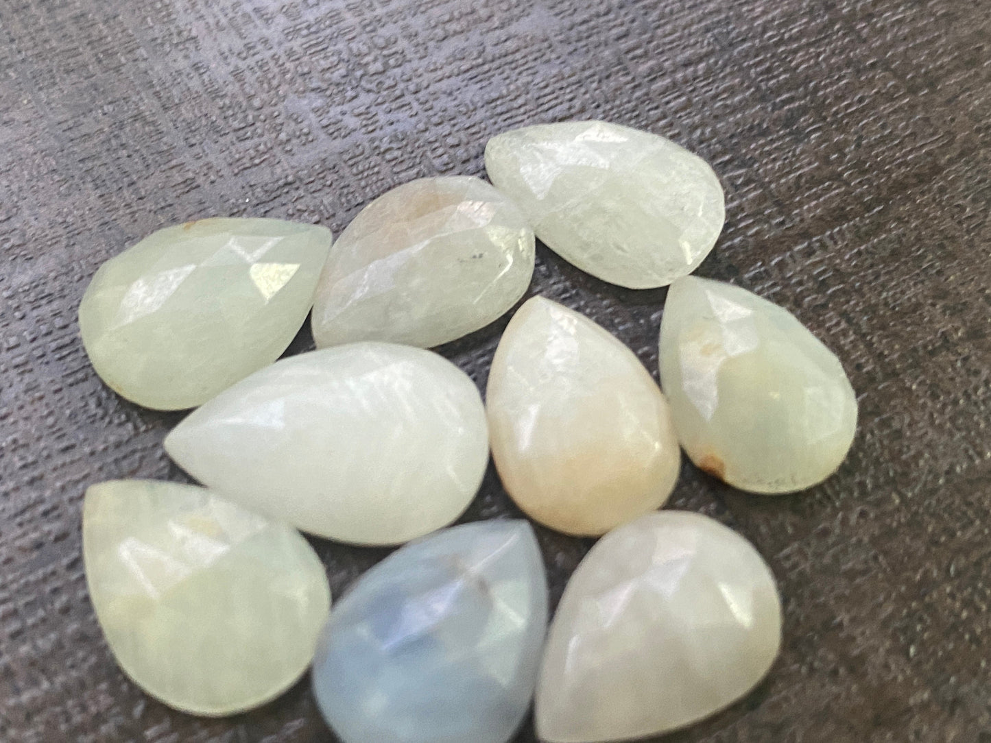 Stunning very rare white sapphire pear rosecuts 13x9-16x11mm wt 48 pcs 9 white sapphire pear shape rosecuts