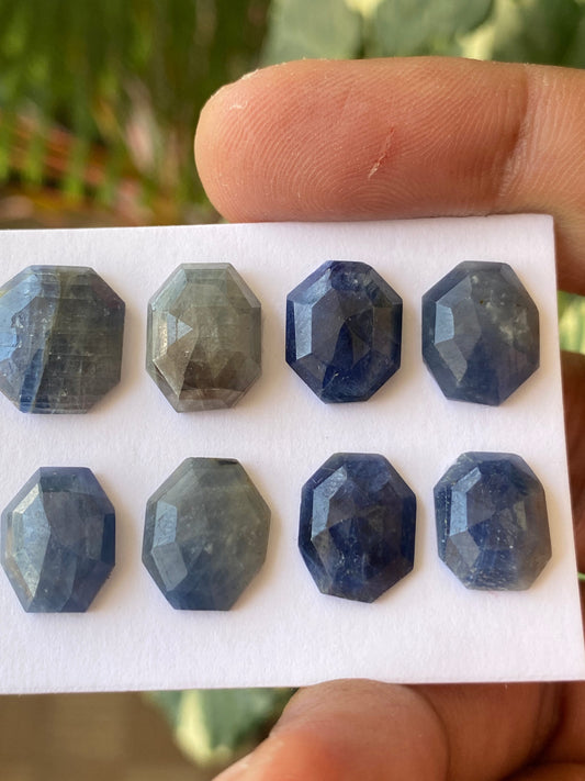 Vivacious Rare blue sapphire geometric cushion quad step cut wt 47 cts pcs 8 size 11x9-13x10mm blue sapphire stepcut hexagon geometric flats