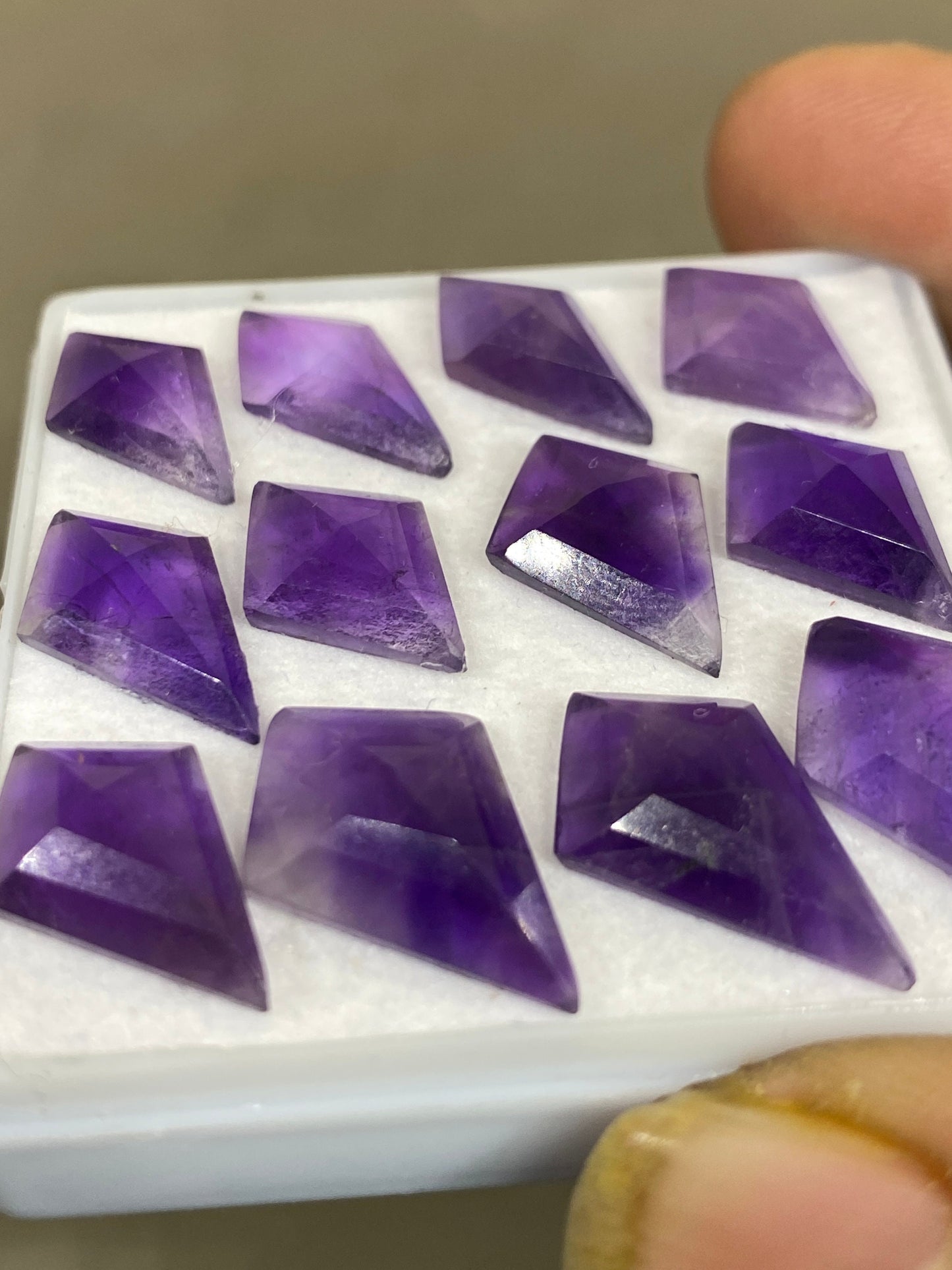 Alluring amethyst  Kite step cuts wt 41 cts  pcs 12 size 15x9-19x12mm Amethyst stepcut kite