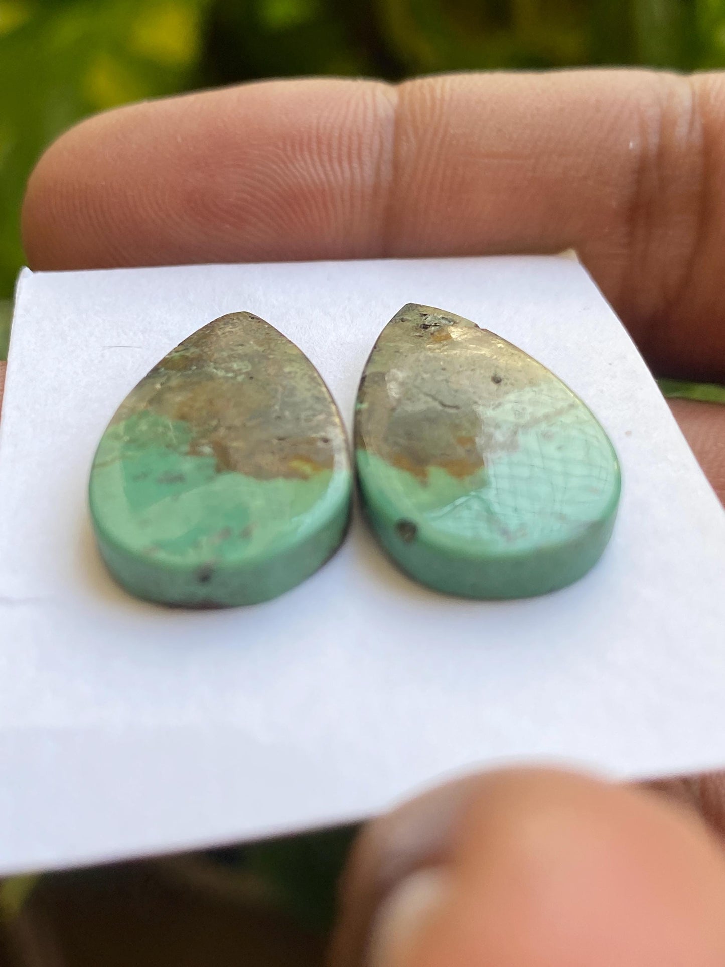 Turquoise pair big natural hubei mines stunning pattern  smooth turquoise pcs 2 wt 22.50 carats big size 25x14mm turquoise earrings supply