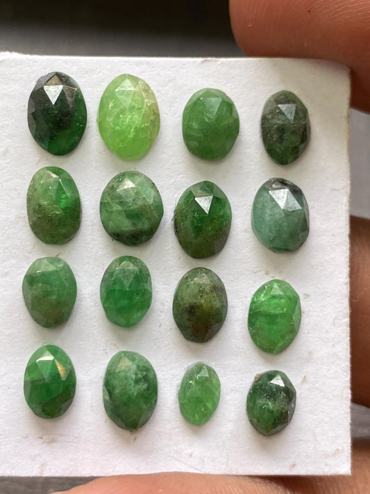 Rare tsavorite rosecut green garnet rosecut  green color weight 15.80 cts size 5.5x3.8mm-8.3x6.5mm pcs 16 Tsavorite garnet rosecut