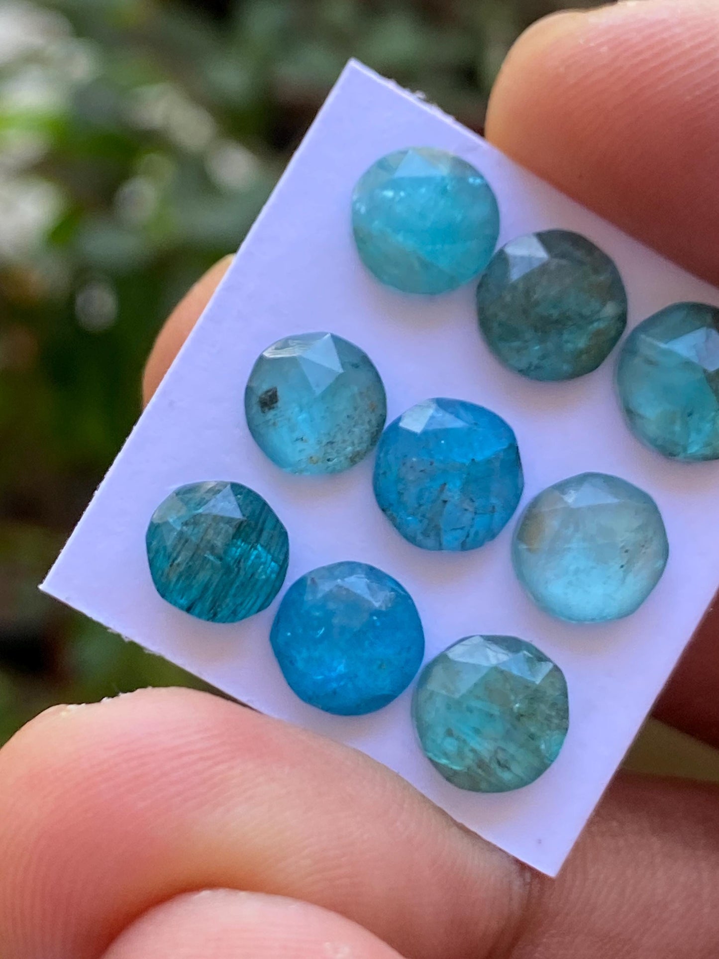 Gorgeous Blue green apatite round rosecut wholesale lot weight 14.75 carats pcs 9 rosecut blue apatite flats  size 6.8-7mm apatite rosecut