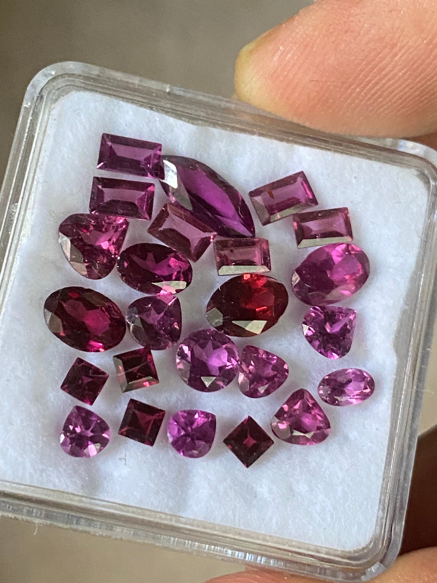 Beautiful Rhodolite garnet mix shape cutstones oval square marquees aaa quality wt 10.92 cts pcs 24 size 2.9mm-10x4.6mm Rhodolite garnet