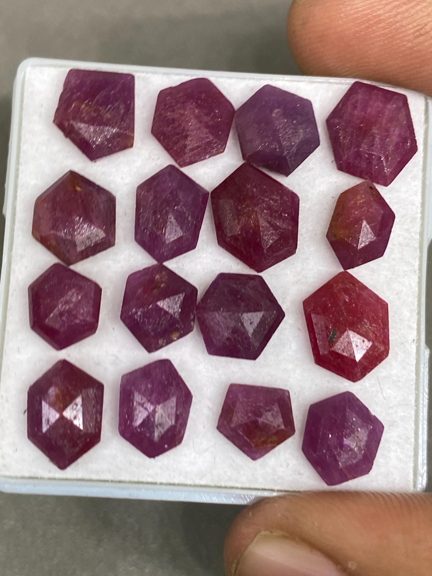 Fascinating Natural ruby flats irregular pointed shapes side faceted flats ruby natural pcs 16 wt 30 cts size 7mm-10.5x8mm ruby faceted cut