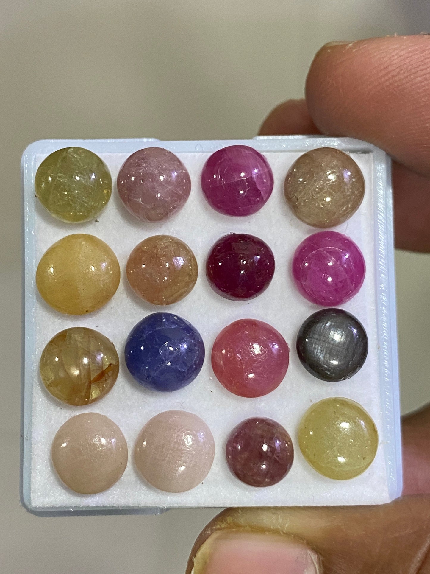 Mesmerising Nice beautiful rare multi sapphire round cabochons wt 43.5 carats size 7.7mm-8.4mm pcs 16 natural sapphire unheated untreated