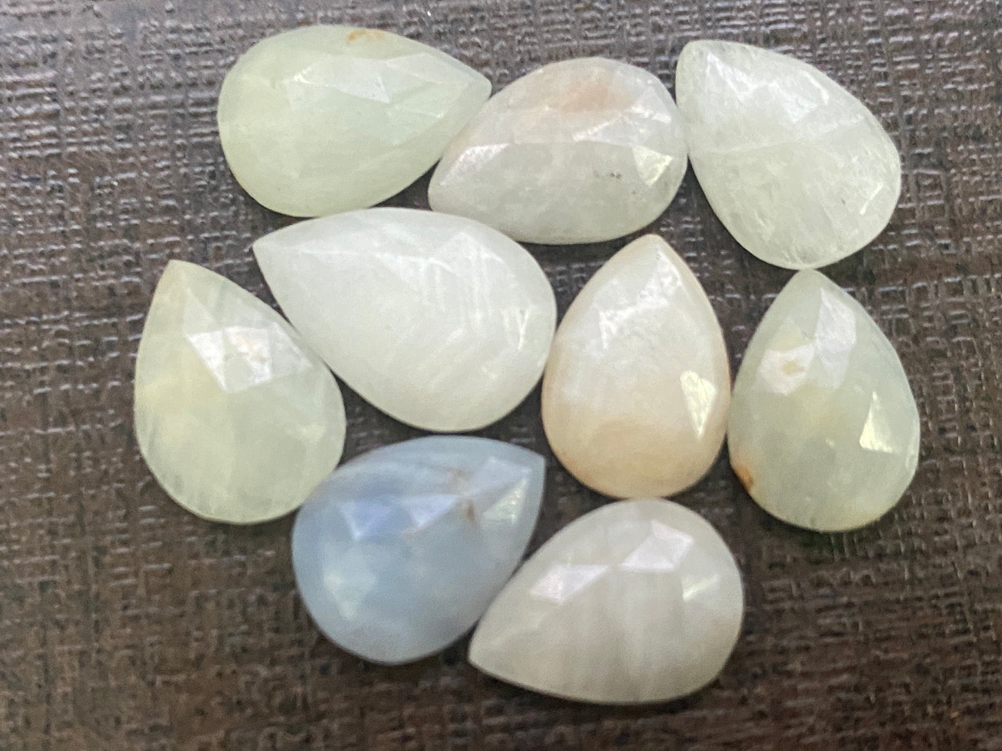 Stunning very rare white sapphire pear rosecuts 13x9-16x11mm wt 48 pcs 9 white sapphire pear shape rosecuts