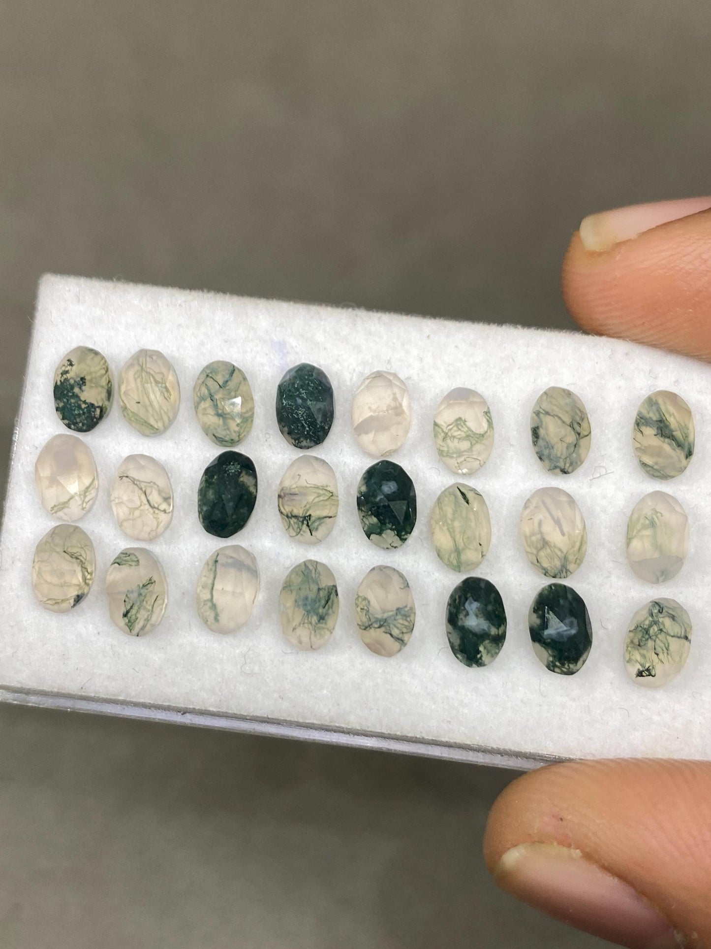 Moss agate Oval faceted rosecut wholesale lot weight carats pcs 24 size 6x4mm  moss agate oval rosecut stones