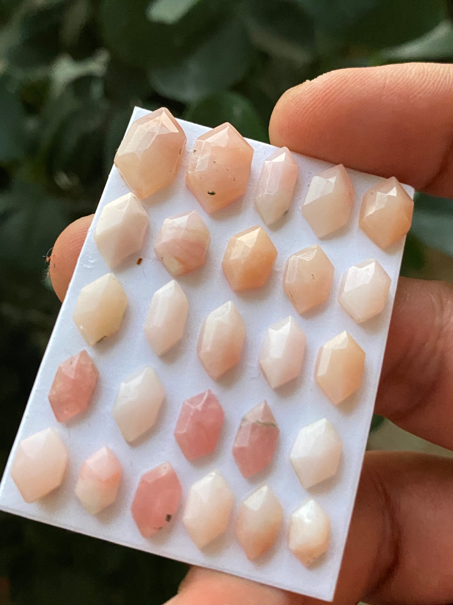 Splendid Rare Pink opal hexagon step cuts weight 47.50 carats  pcs 26 size 7.8x4.7mm-14.3x8mm Pink opal stepcut hexagon flatbacks