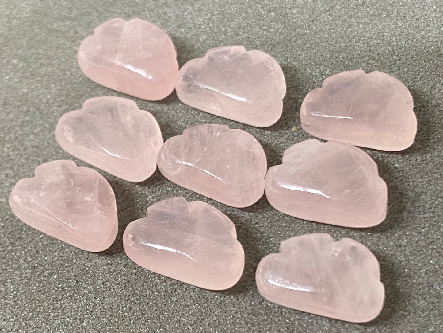 Natural Rose quartz  cloud smooth hand carved 12x8mm rose quartz clouds carving