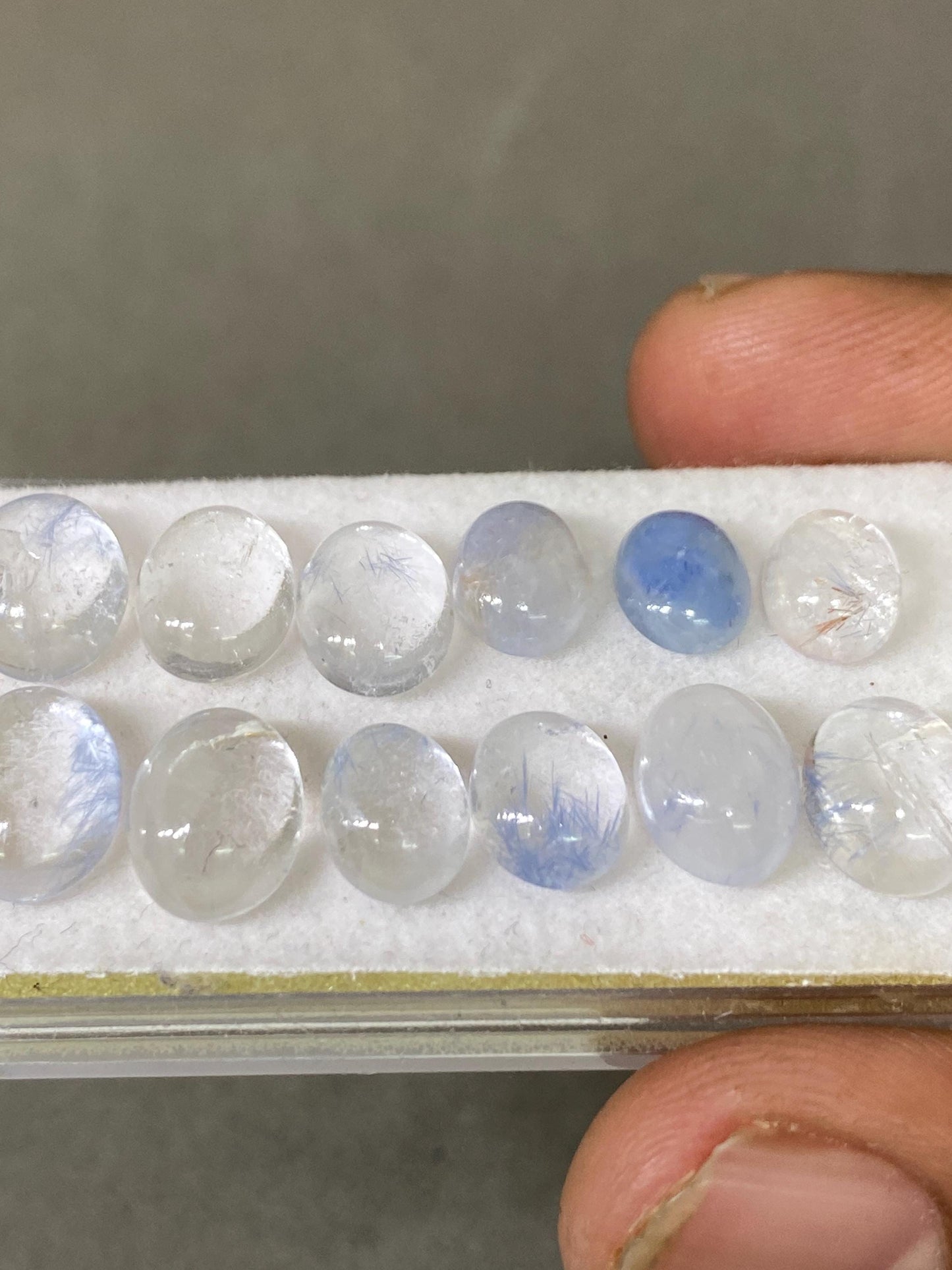 Stunning rare Dumortierite in quartz oval  cabochons pcs 12 Wt 24.70 cts size 8x6mm-10x8mm  Brazilian mines dumortierite cabochons