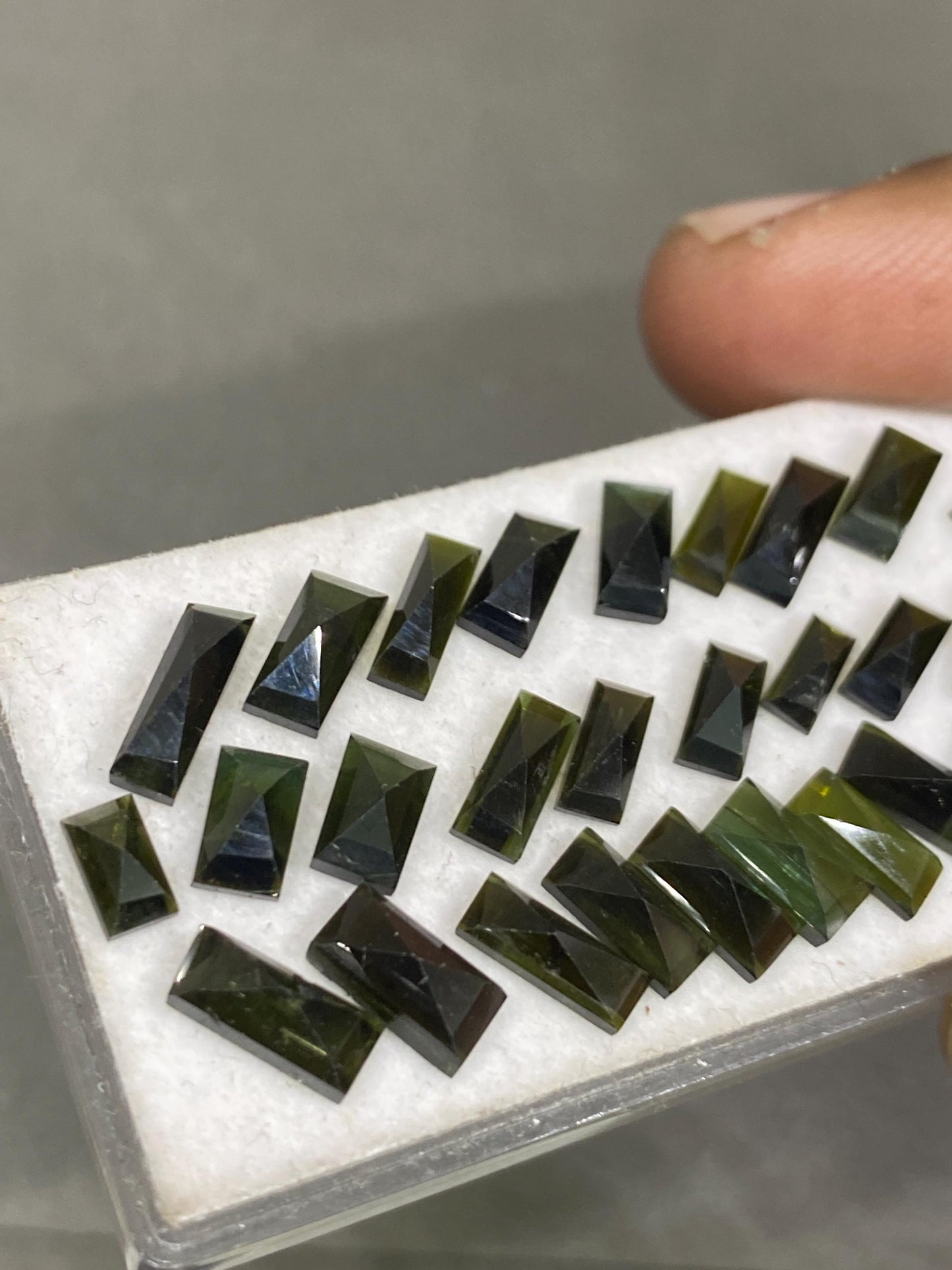 Ravishing Rare Green tourmaline sugarloaf step cuts weight 14.75 cts pcs 28 small size 3.8mm-6x4.6mm tourmaline stepcut sugar loaf flatback