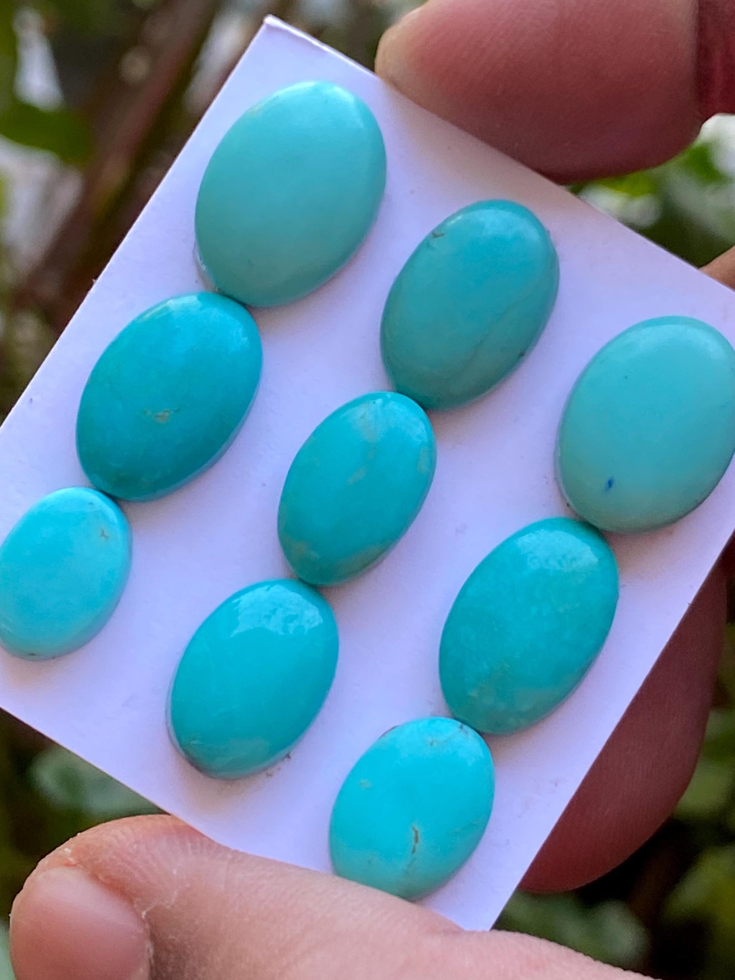 Lovely rare Arizona  mines Turquoise cabochons  natural smooth polished ovals pcs 9 wt 44.70 carats 11.8x8.5mm-15.6x11mm turquoise cabochons