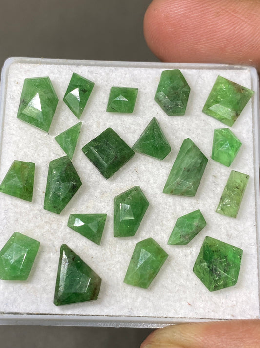 Tsavorite faceted geometric step Cut flats  Green Garnet Cuts Weight 27 carats Pcs 20 Size 7x4-10x9mm Tsavorite flats