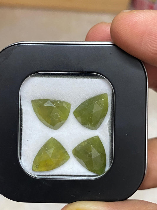 Stunning vesuvianite Shield and trillion rosecut idocrase rosecut wholesale lot weight 14.50 carats pcs 4 size 12x9mm   flatback gems