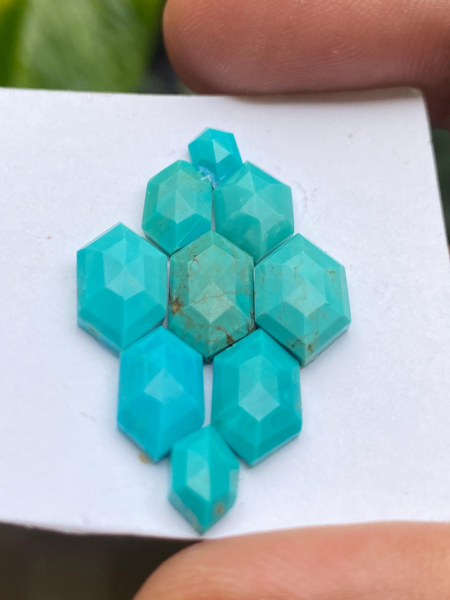 Gorgeous rare Arizona  mines Turquoise hexagons  natural turquoise 7x4mm-12x7mm pcs 9 wt 14.70 carats turquoise cabochons