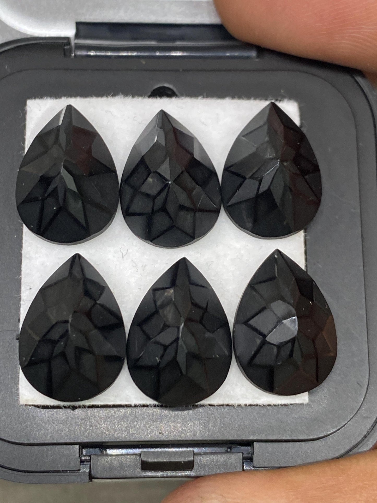 Rare Precision cut black spinel pear cut stones amazing quality pcs 6 weight 44 carats size 14x10mm black spinel cutstones