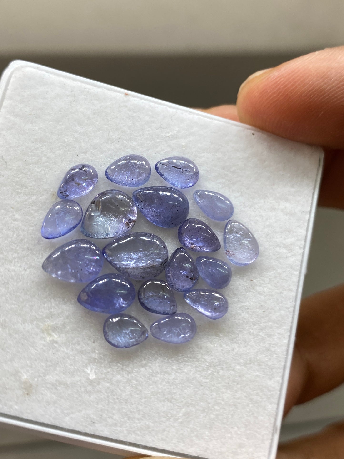 Tanzanite pear cabochons wholesale lot pcs 18 wt 12 carats size 5x4mm-9x6mm good quality tanzanite cabochons