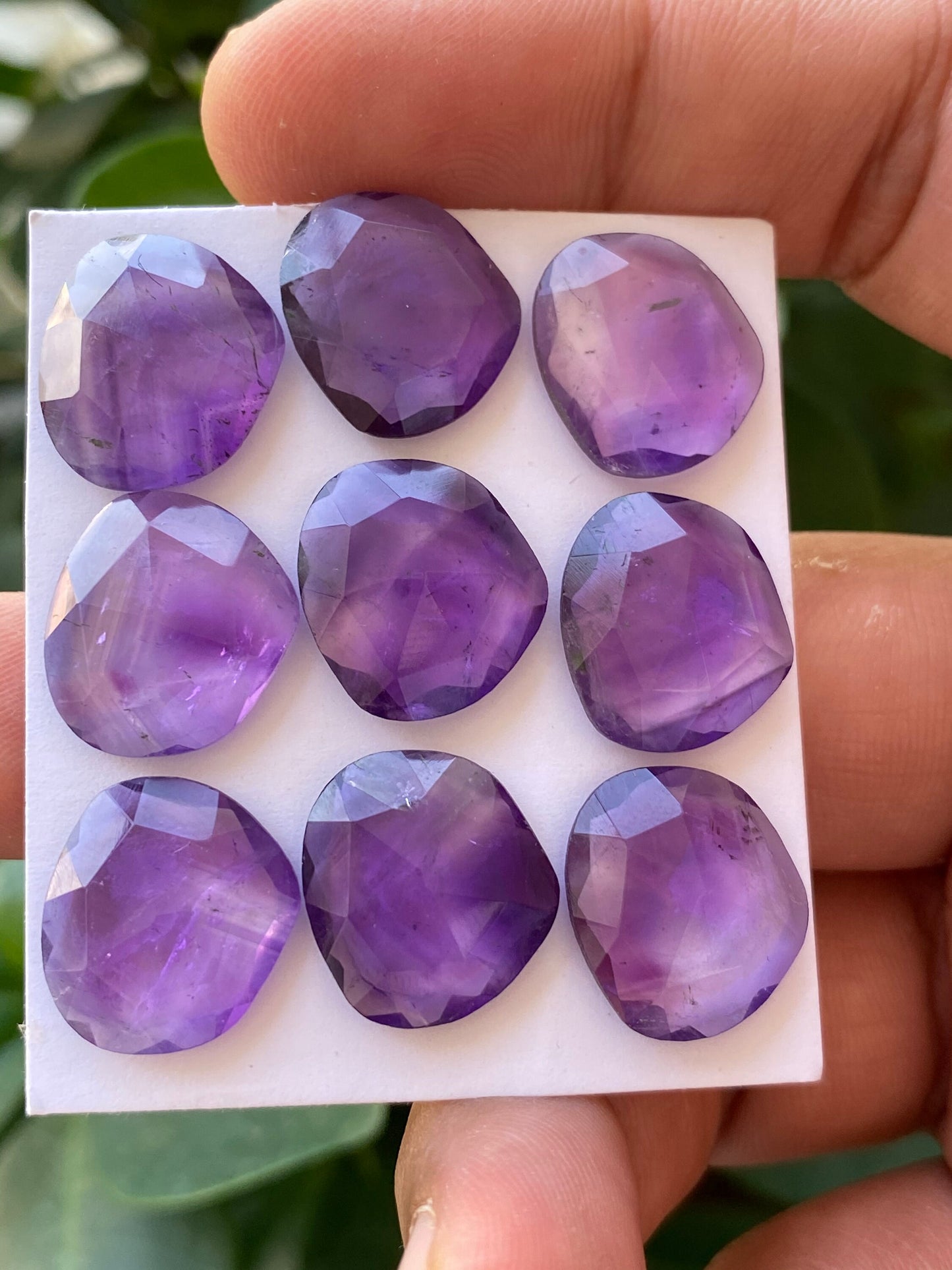 Dazzling rare amethyst rosecut fancy shape size 15x14-16x14mm approx wt 69.50 cts pcs 9 rosecut amethyst fancy shape calibrated