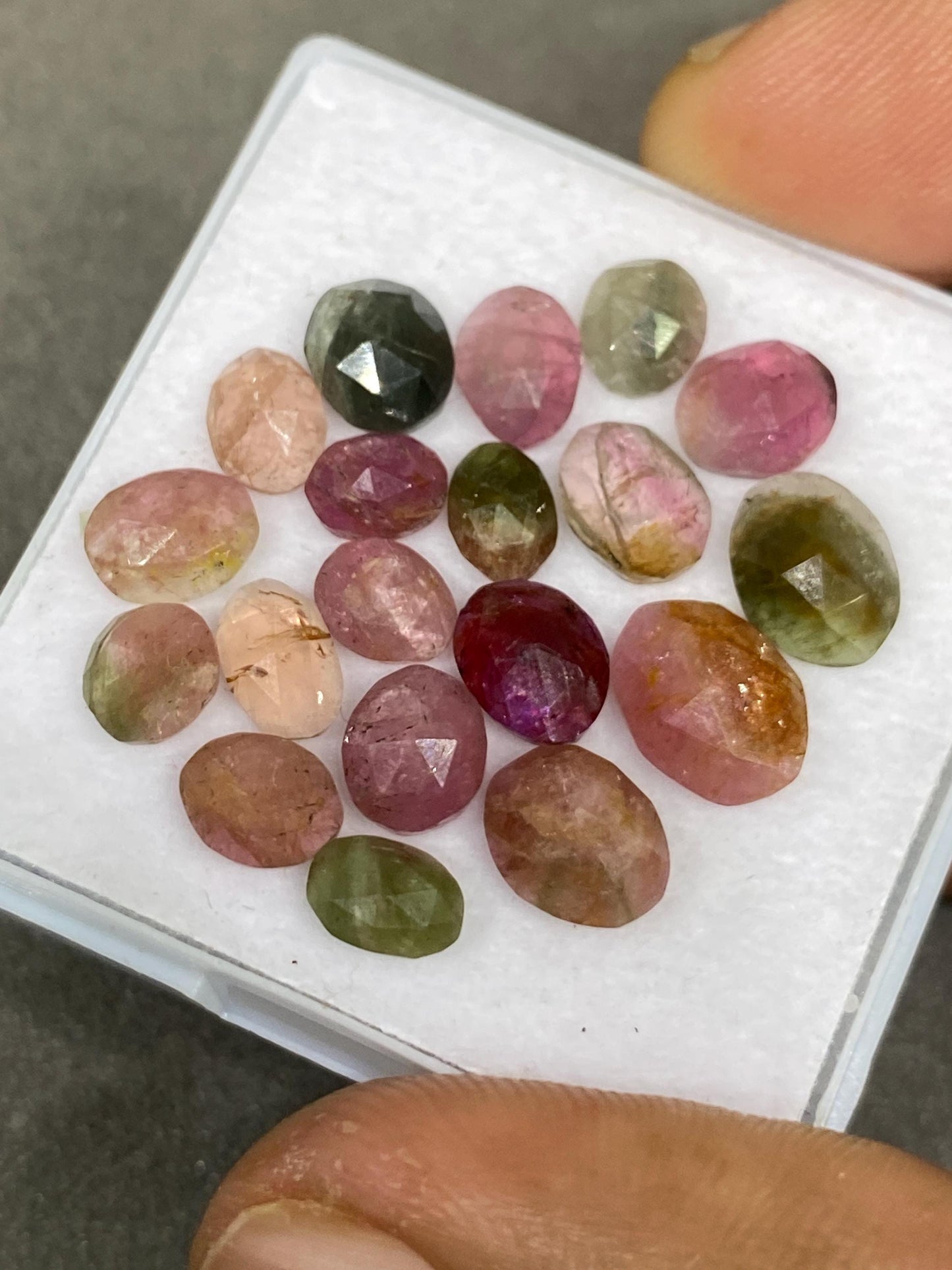 Bright Watermelon multi  tourmaline Rosecuts pink green tourmaline green wt 17.50 carats size 6.4x4mm-9.6x7mm Pcs 19 rosecut tourmaline lot