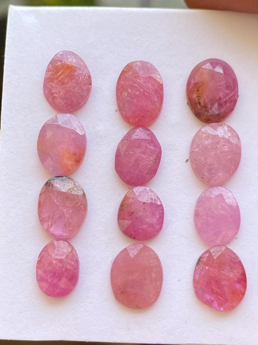 Nice rare mozambique natural rosecut pink sapphire wt 16 cts size 7.6x5.8mm-9.5x6.7mm Pcs 12 unheated untreated natural ruby rosecut