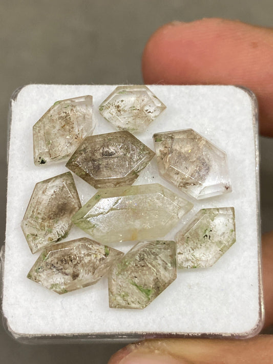 Mesmerising very rare  herkimer diamond hexagon amazing quality pcs 9 weight 20 carats size 9x6mm-16x7mm rosecut herkimer diamond