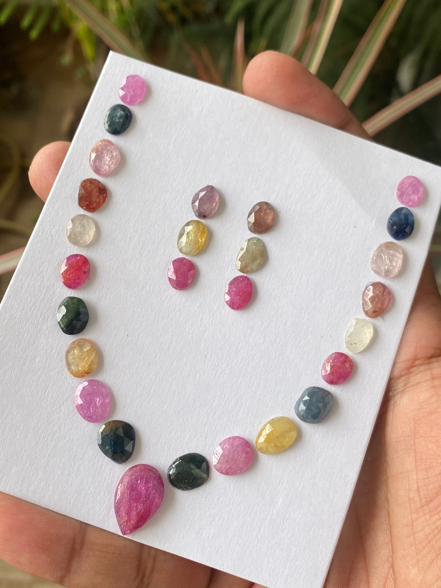 Elegant very rare colorful sapphire rosecut necklace multi sapphire lot amazing quality pcs 27 wt 47 cts size 8x6mm-16x10mm umba sapphire