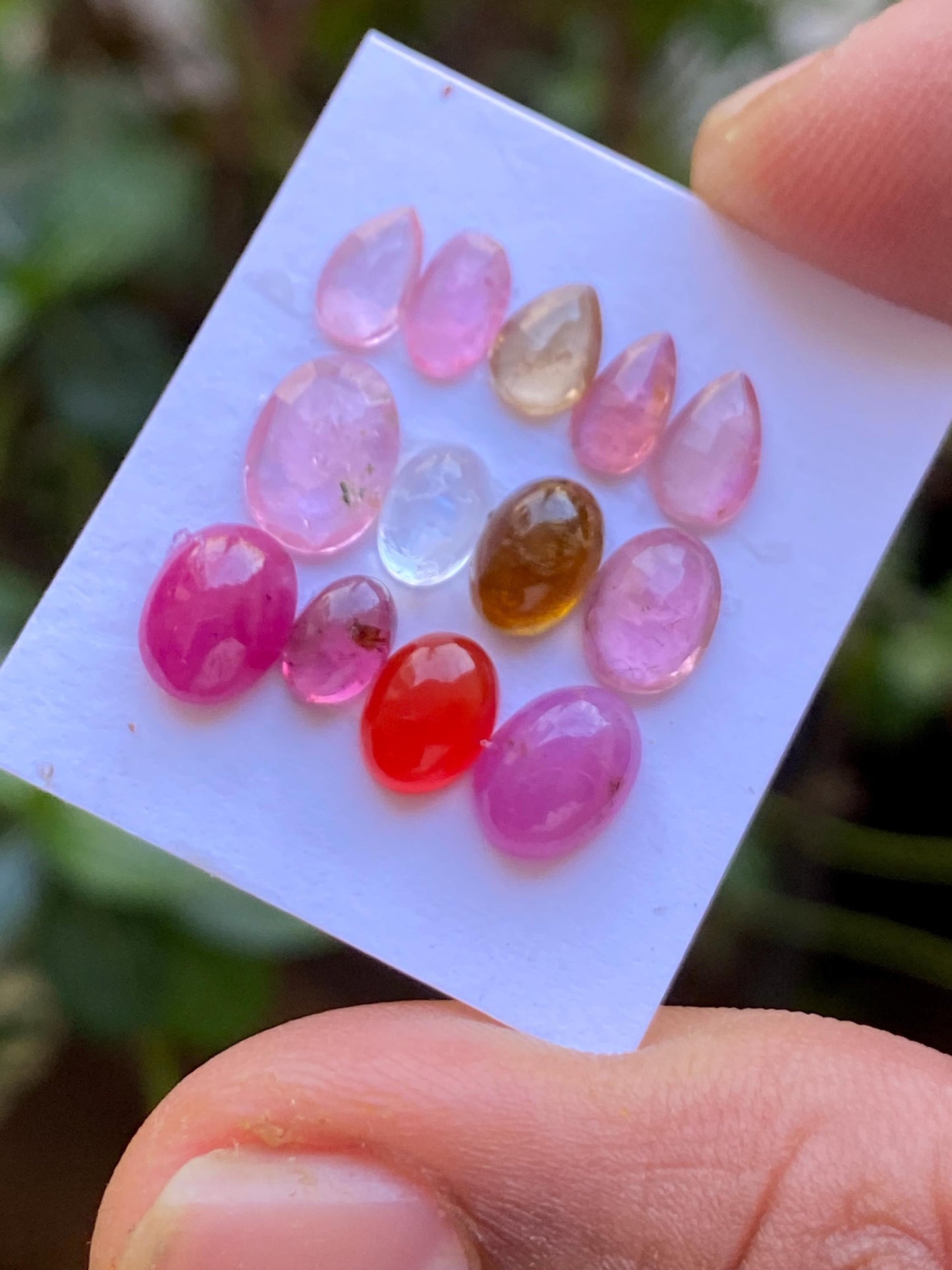 Lovely ruby cabochon & pink tourmaline Rosecuts  wt 9.80 carats size 6x4mm-7.8x6mm Pcs 12 rosecut pink tourmaline lot