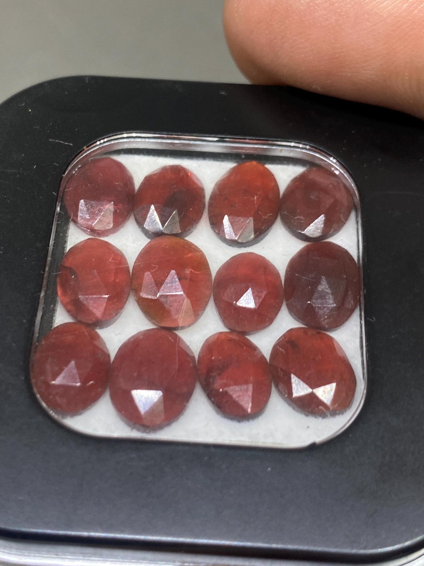 Delightful rare rosecut red garnet fancy garnet rosecut  pcs 12 wt 25 cts mix sizes 8x7mm-10x8mm orange garnet rosecut