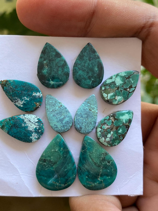 Stunning Turquoise pairs natural hubei mines smooth polished cloud mountain pcs 10 wt 45 carats 15x8-19x14mm turquoise earrings supply