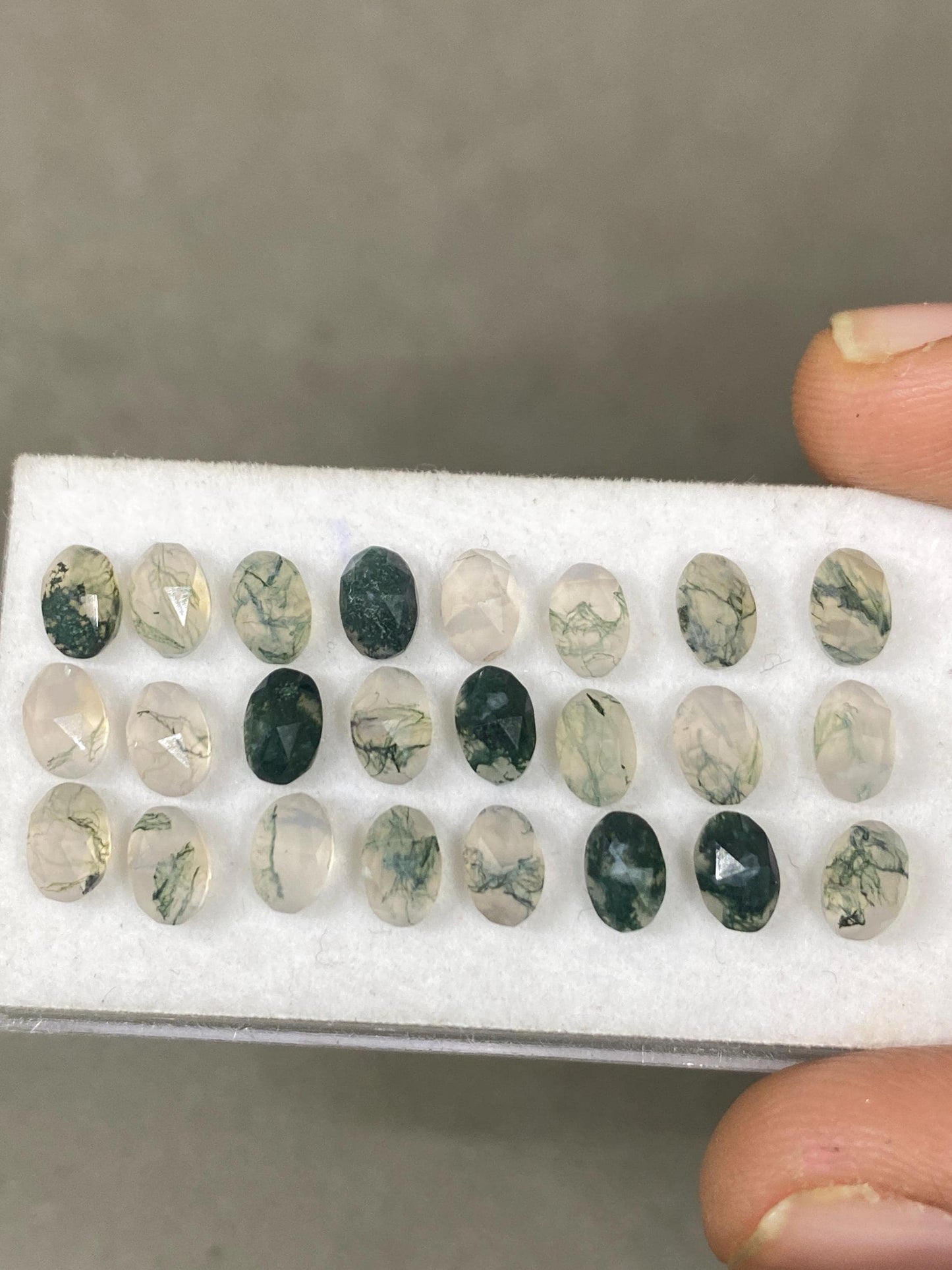 Moss agate Oval faceted rosecut wholesale lot weight carats pcs 24 size 6x4mm  moss agate oval rosecut stones