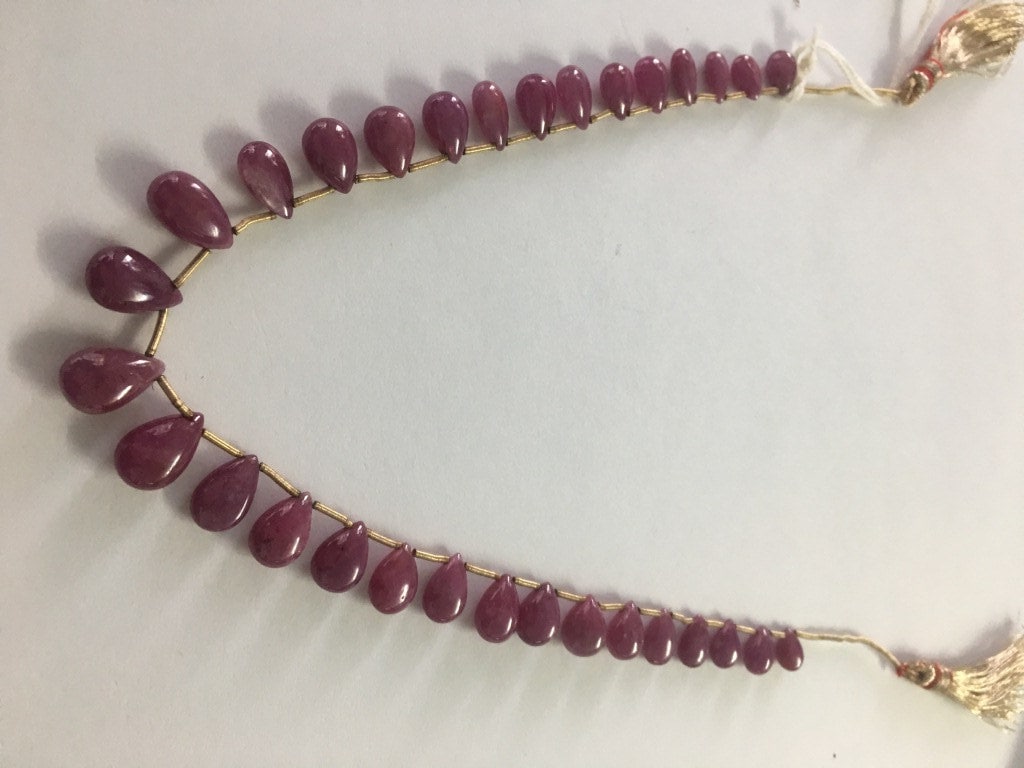 Natural Ruby smooth polished pear briolette necklace weight 31.20 carats Pieces 31 Size 6.5x5mm to 11.5x7mm